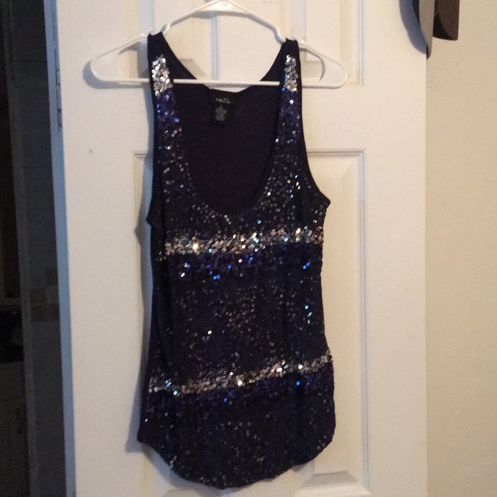 Blue sparkle tank top